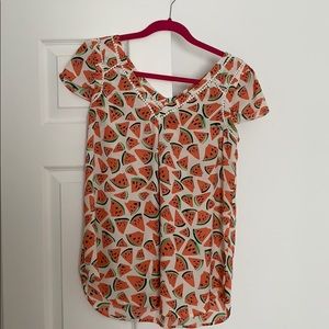 Anthropologie Watermelon MAEVE top